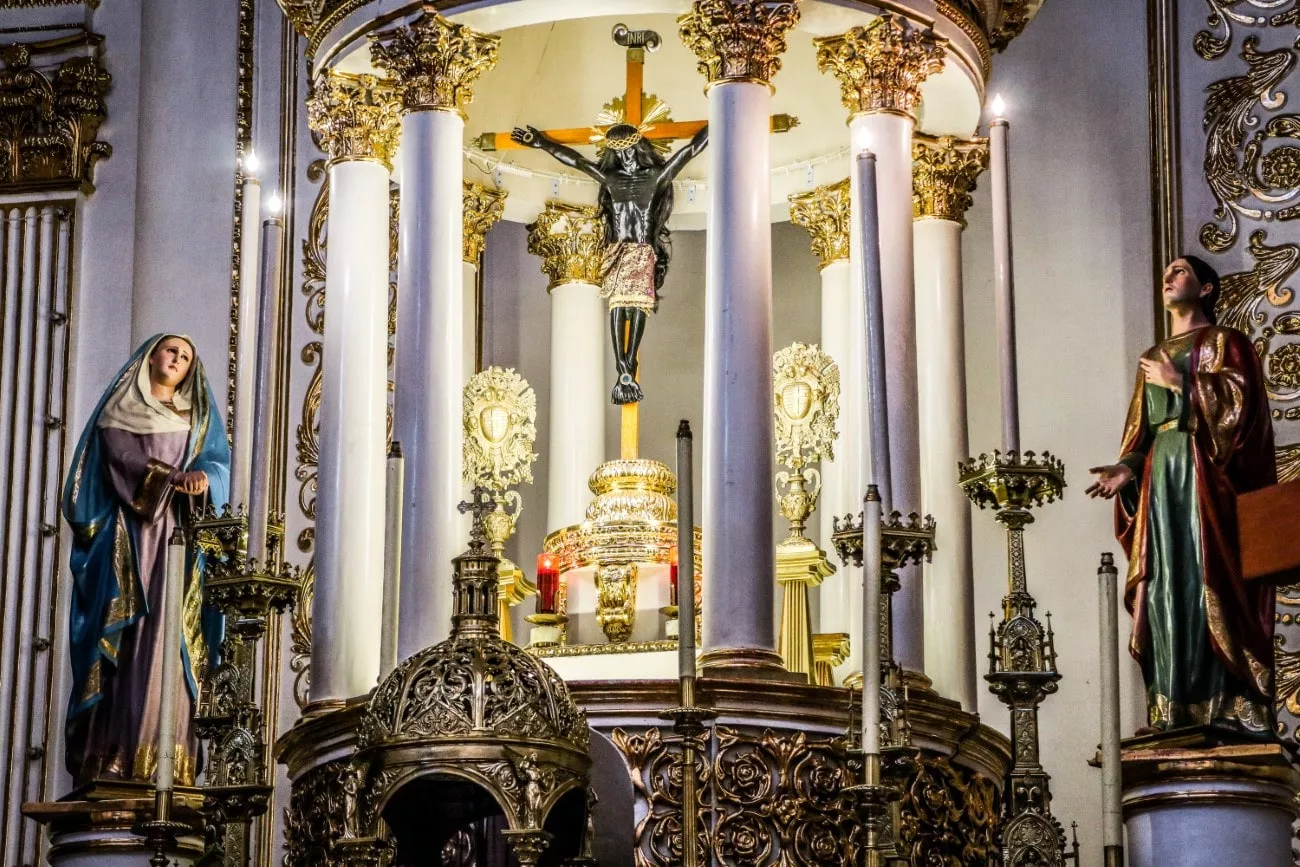 Jesus on the cross in the Temple of the Lord of Encino in Aguascalientes