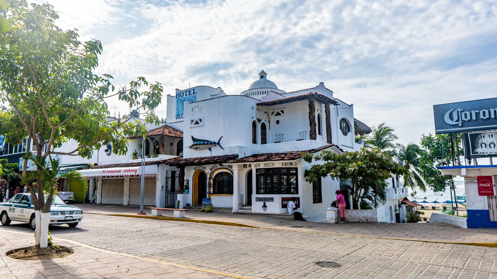 One of the tourist streets rapidly under development in Puerto Escondido. Eventually, this place too will be converted into a Cancun or Playa del Carmen