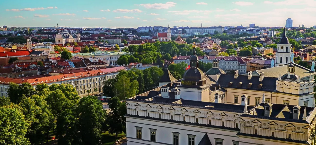 The Palace of the Grand Dukes from above, with Old Town stretching behind it
