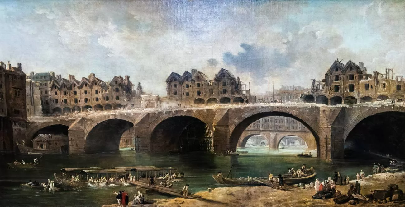 Démolition des maisons du Pont Notre-Dame en 1786 — Hubert Robert