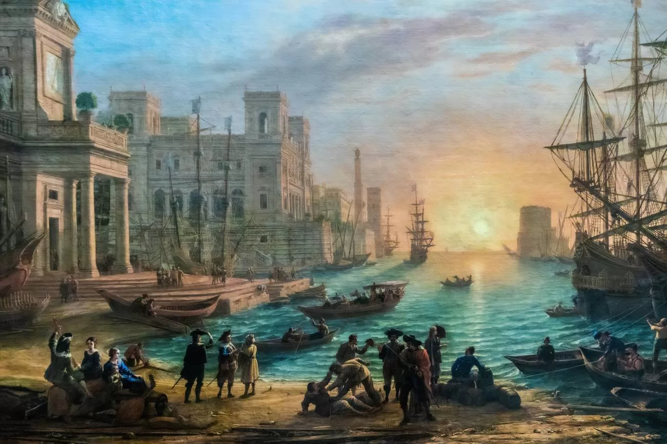 Port de mer au soleil couchant par Claude Lorrain