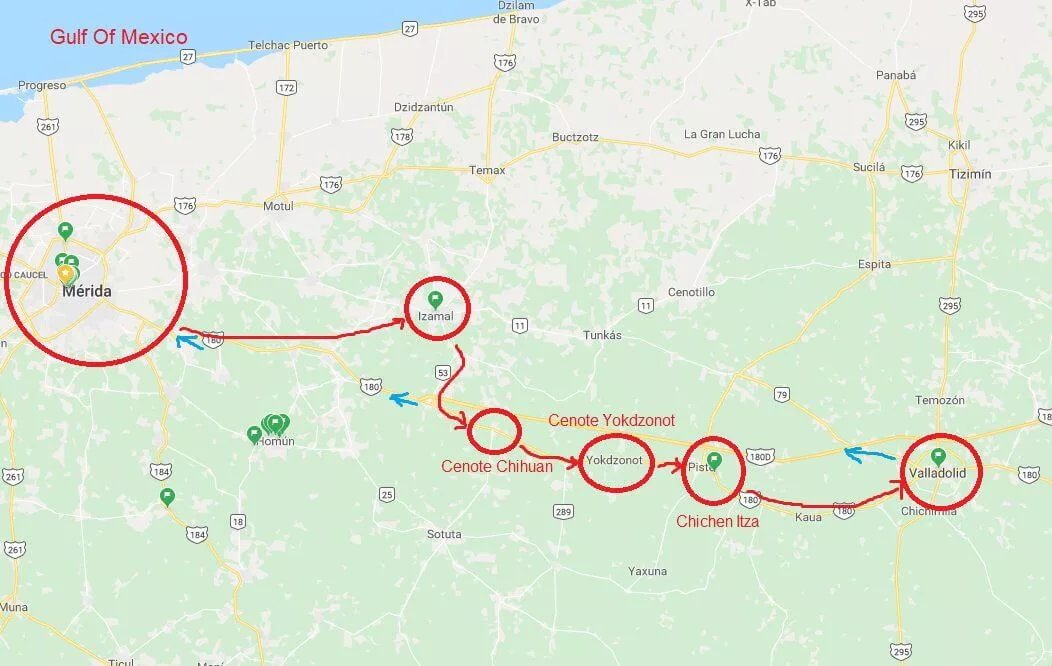 Adventure from Merida, Izamal, 2 cenotes, Chichen Itza, and Valladolid