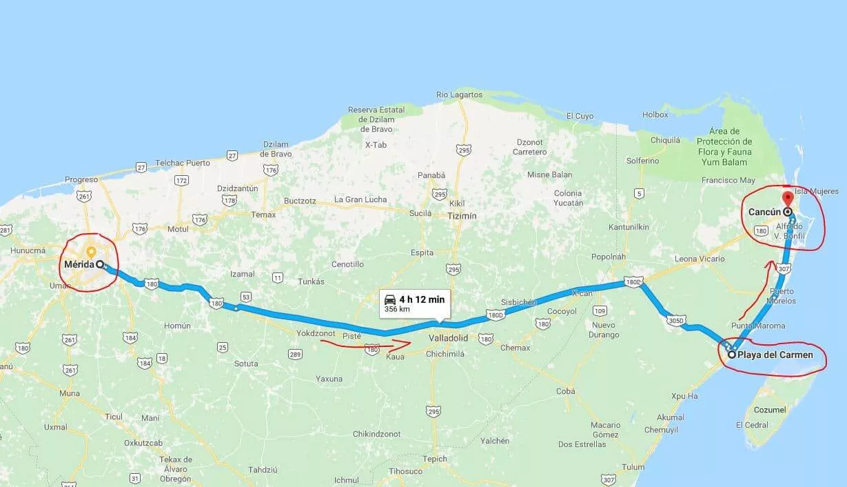 Merida to Playa del Carmen to Cancun